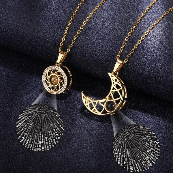 Collar Y Anillo Sol y Luna 100 idiomas (2x1)